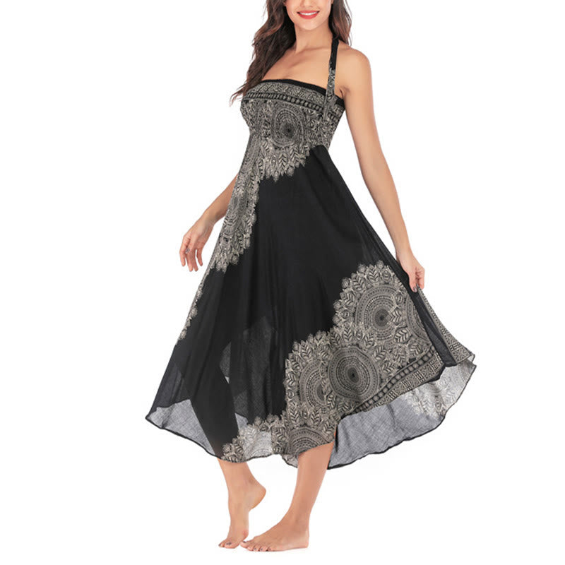 Buddha Stones Two Style Wear Boho Mandala Flower Beach Skirt Dress - image 15