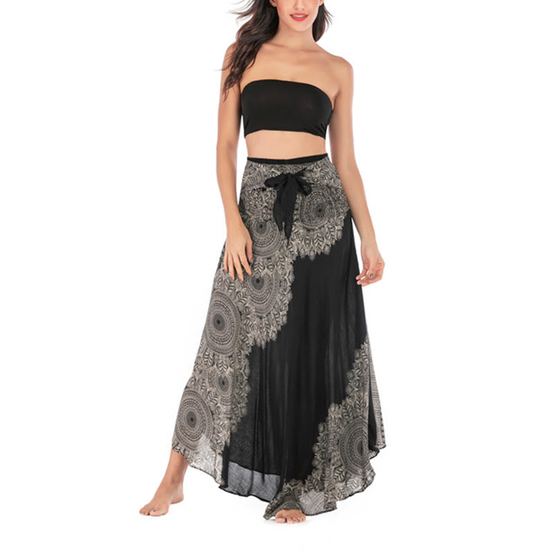 Buddha Stones Two Style Wear Boho Mandala Flower Beach Skirt Dress - image 18