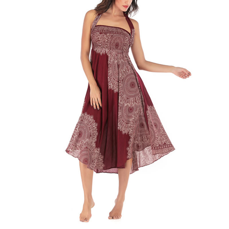 Buddha Stones Two Style Wear Boho Mandala Flower Beach Skirt Dress - image 23