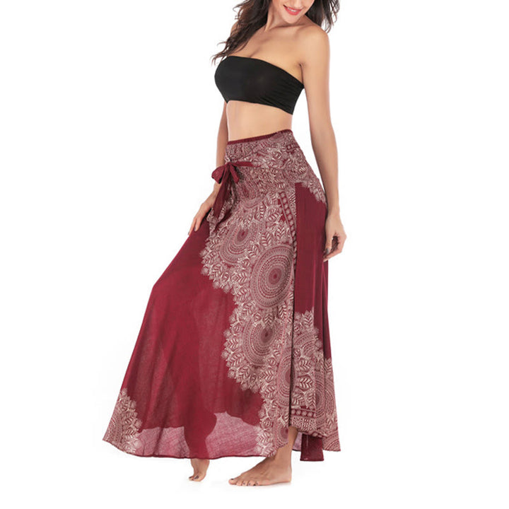 Buddha Stones Two Style Wear Boho Mandala Flower Beach Skirt Dress - image 25