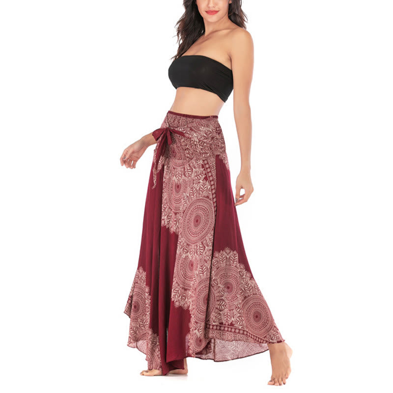 Buddha Stones Two Style Wear Boho Mandala Flower Beach Skirt Dress - image 24