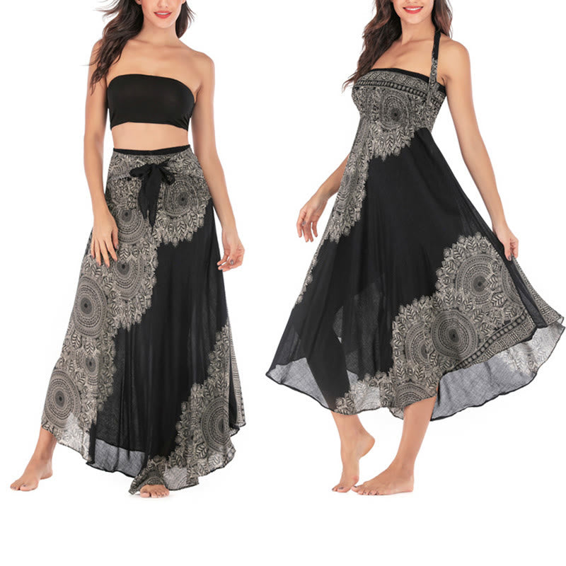 Buddha Stones Two Style Wear Boho Mandala Flower Beach Skirt Dress - image 13