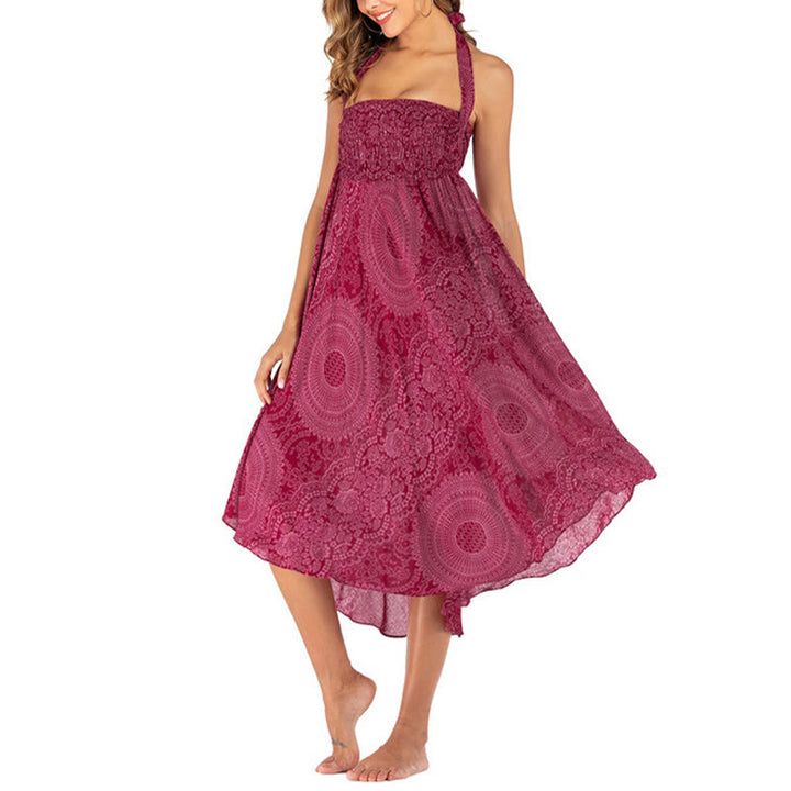 Buddha Stones Two Style Wear Boho Compass Rose Flower Skirt Dress - image 24