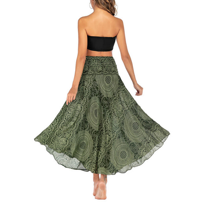 Buddha Stones Two Style Wear Boho Compass Rose Flower Skirt Dress