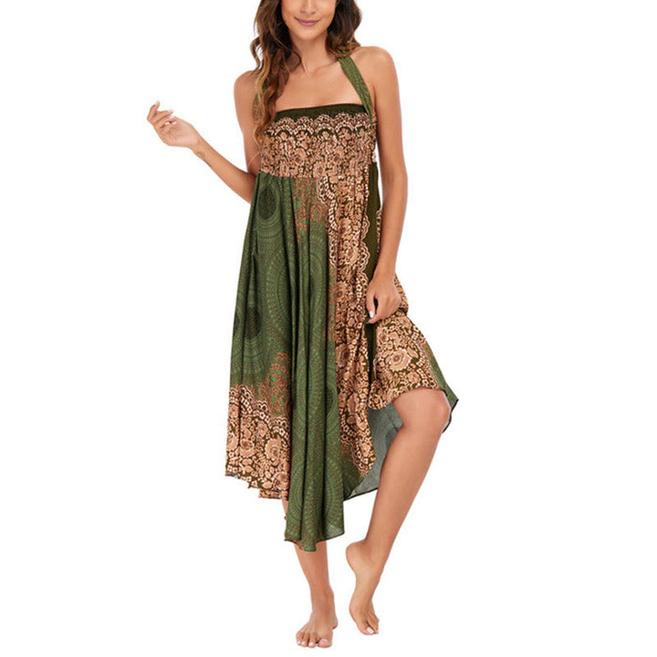 Buddha Stones Two Style Wear Bohemian Compass Rose Flower Lace-up Skirt Dress - image 26