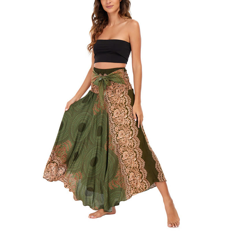 Buddha Stones Two Style Wear Bohemian Compass Rose Flower Lace-up Skirt Dress - image 22