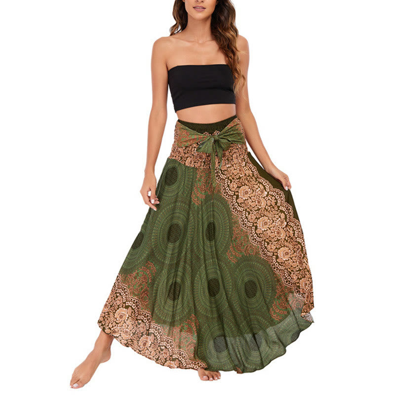 Buddha Stones Two Style Wear Bohemian Compass Rose Flower Lace-up Skirt Dress - image 20