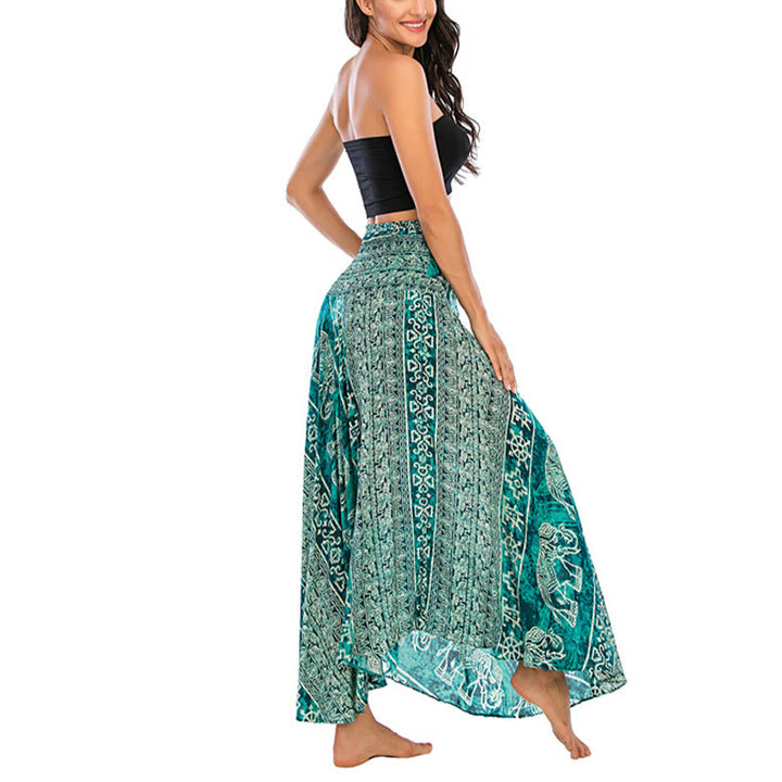 Buddha Stones Two Style Wear Boho Elephant Geometry Lace-up Skirt Dress - image 28