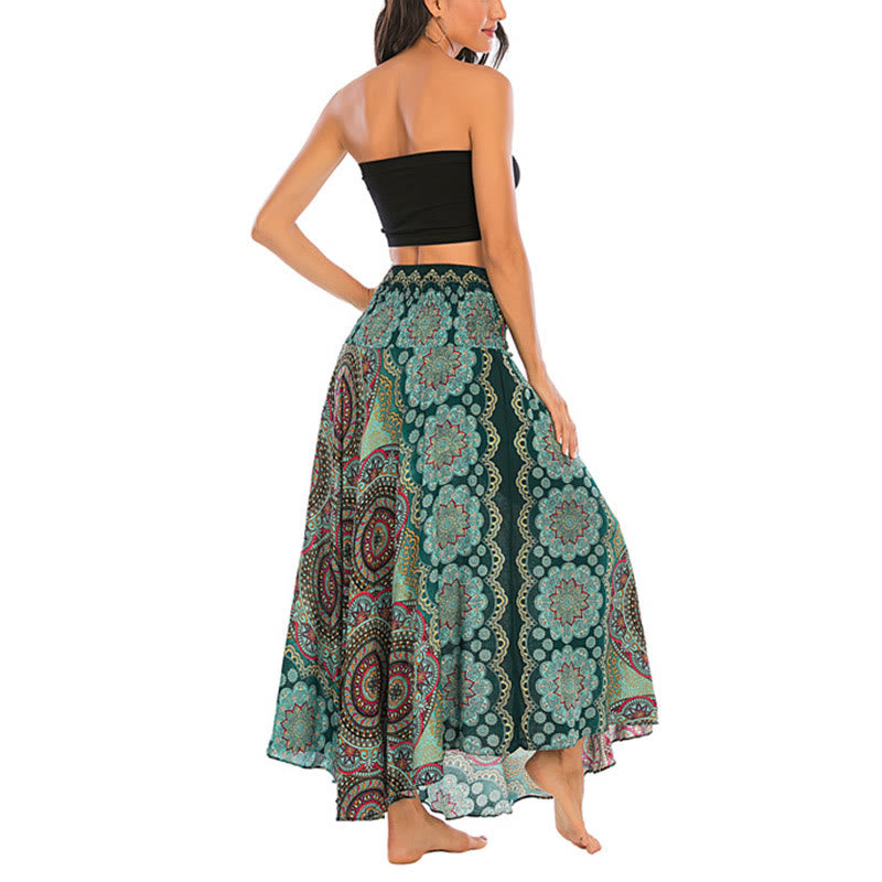 Buddha Stones Two Style Wear Bohemian Mandala Flower Lace-up Skirt Dress - image 6