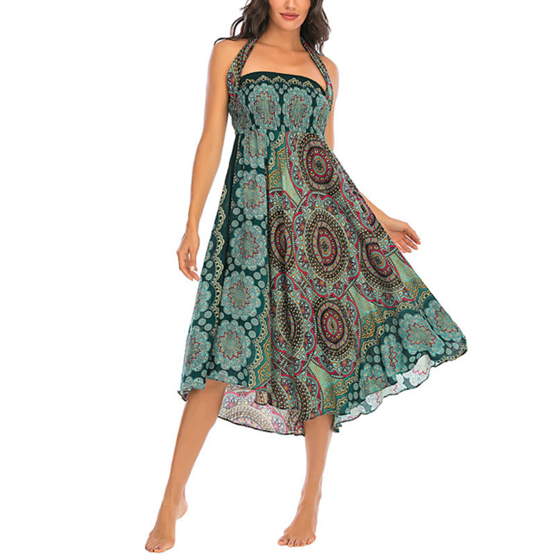 Buddha Stones Two Style Wear Bohemian Mandala Flower Lace-up Skirt Dress - image 3