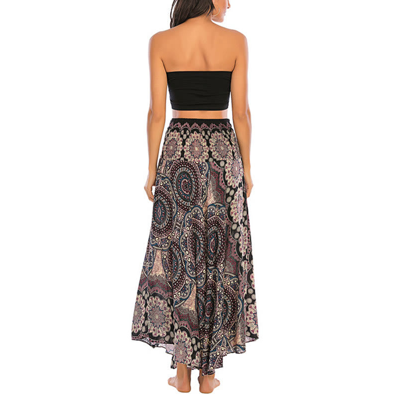 Buddha Stones Two Style Wear Bohemian Mandala Flower Lace-up Skirt Dress - image 14