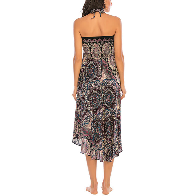 Buddha Stones Two Style Wear Bohemian Mandala Flower Lace-up Skirt Dress - image 17