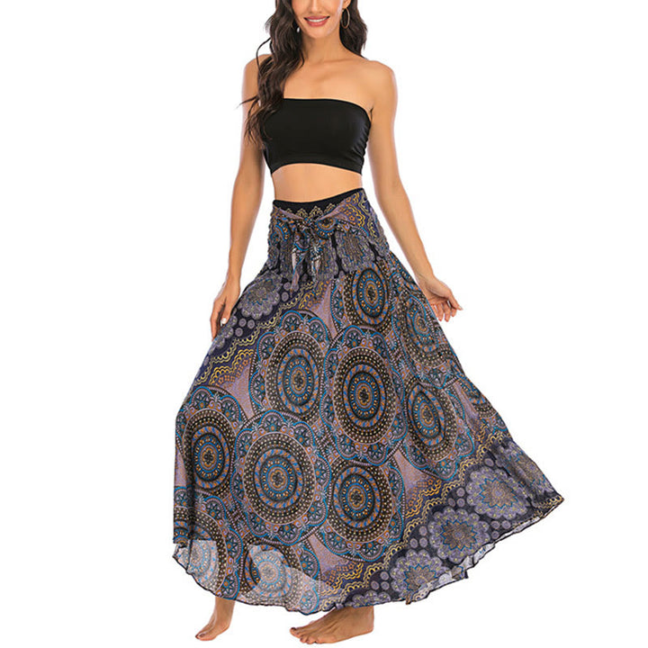 Buddha Stones Two Style Wear Bohemian Mandala Flower Lace-up Skirt Dress - image 33