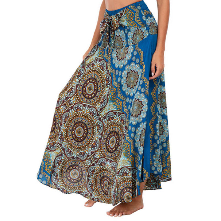 Buddha Stones Two Style Wear Bohemian Mandala Flower Lace-up Skirt Dress - SteelBlue - US4-12，UK/AU8-16，EU36-44 (F) - image 37