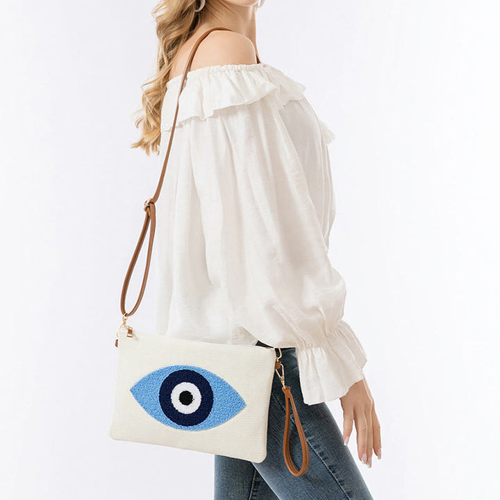 Buddha Stones Evil Eye Leaf Hamsa Canvas Crossbody Bag Shoulder Bag Handbag