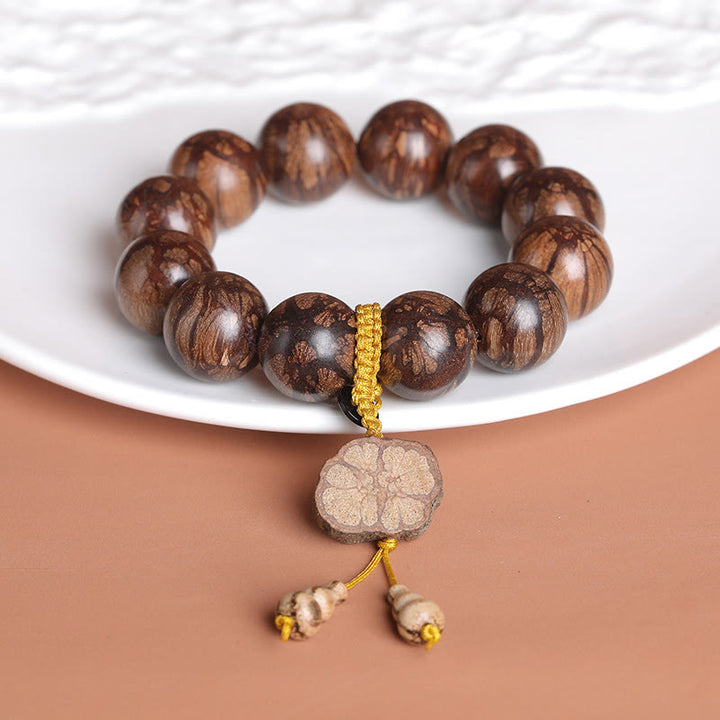 Buddha Stones Plum Blossom Wood Inner Peace Bracelet