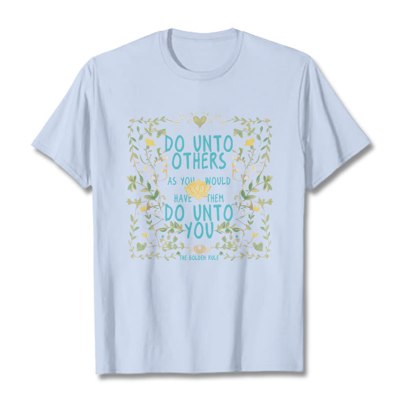 Buddha Stones The Golden Rule Lotus Tee T-shirt - LightCyan - 2XL - image 18