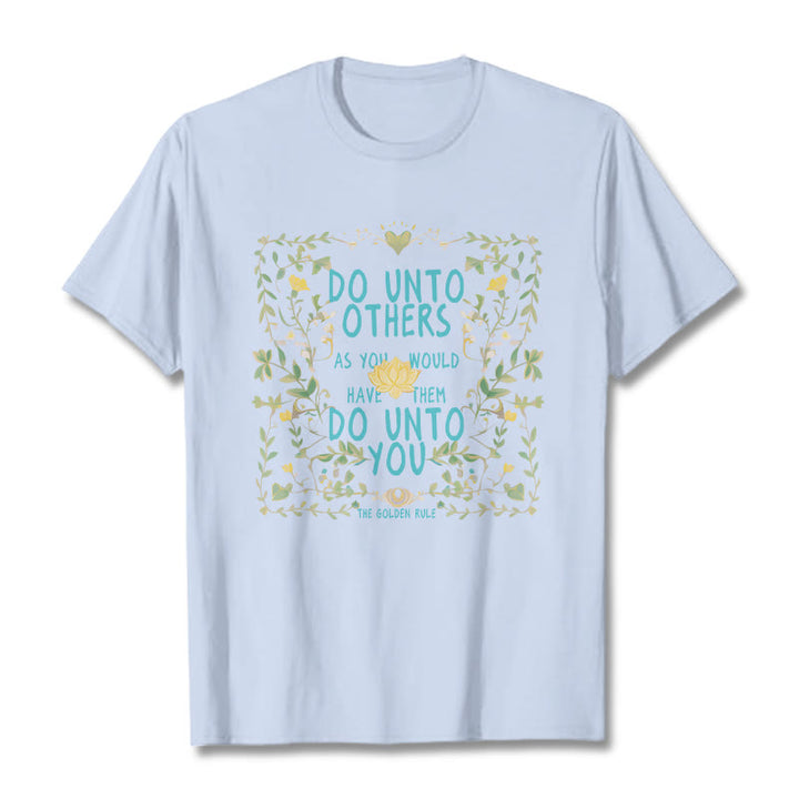 Buddha Stones The Golden Rule Lotus Tee T-shirt - LightCyan - 2XL - image 18