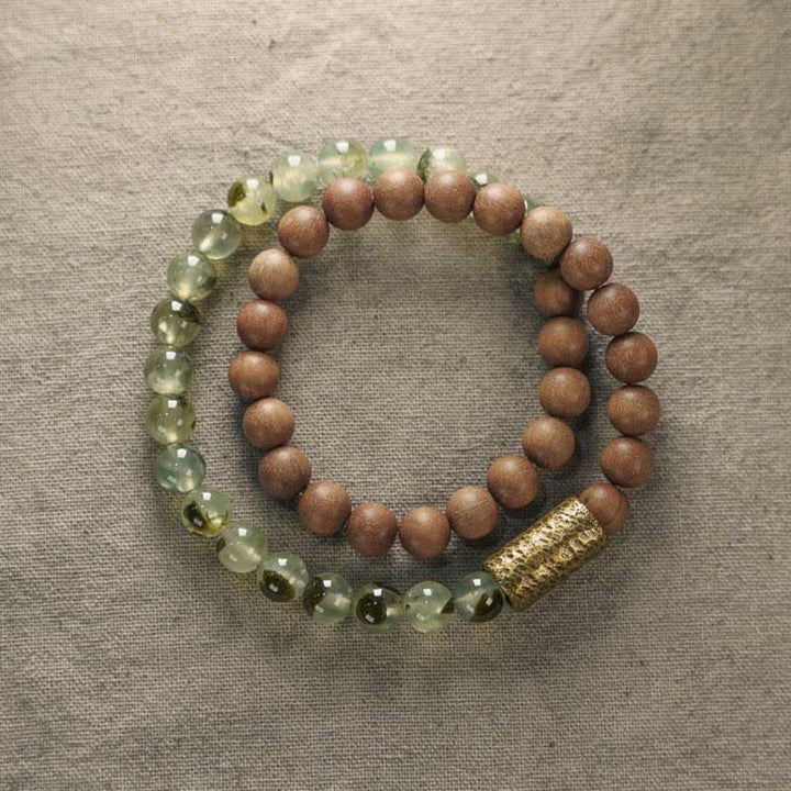 Buddha Stones Green Rutilated Quartz Natural Sandalwood Purification Bracelet