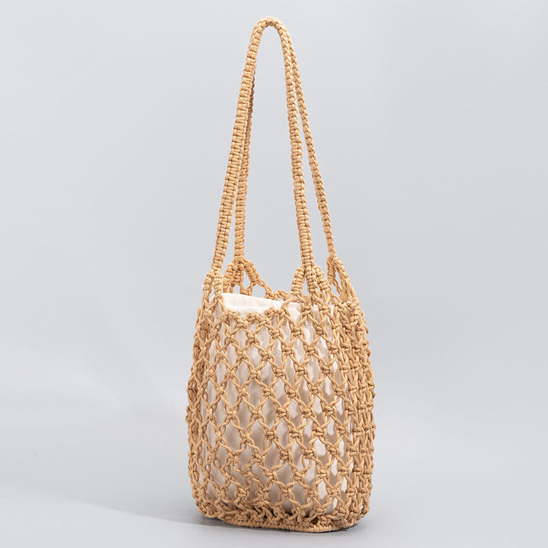 Buddha Stones Hand-woven Cotton Thread Shoulder Bag Handbags