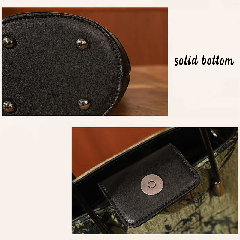 Buddha Stones Green Bamboo Print Vintage Crossbody Bag Handbag - image 8