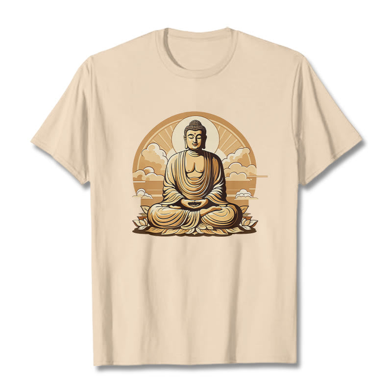 Buddha Stones Sun Auspicious Clouds Buddha Tee T-shirt - Bisque - 2XL - image 1
