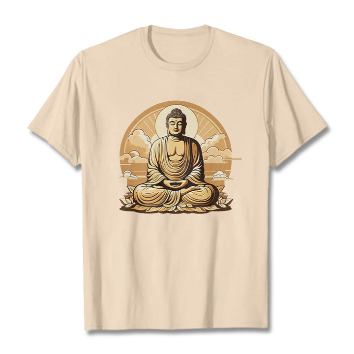 Buddha Stones Sun Auspicious Clouds Buddha Tee T-shirt - Bisque - 2XL - image 1