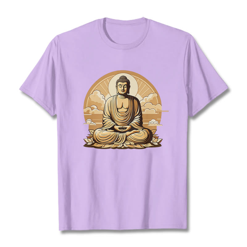 Buddha Stones Sun Auspicious Clouds Buddha Tee T-shirt - Plum - 2XL - image 16