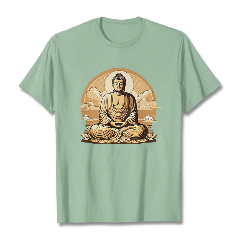 Buddha Stones Sun Auspicious Clouds Buddha Tee T-shirt - PaleGreen - 2XL - image 14