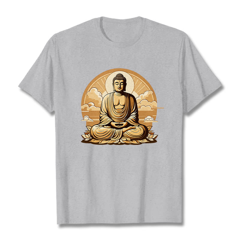 Buddha Stones Sun Auspicious Clouds Buddha Tee T-shirt - LightGrey - 2XL - image 19