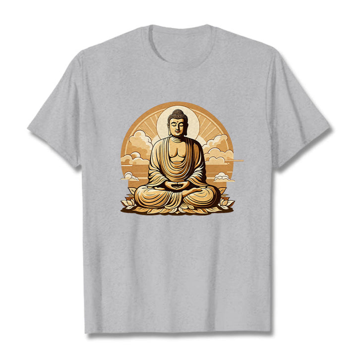 Buddha Stones Sun Auspicious Clouds Buddha Tee T-shirt - LightGrey - 2XL - image 19