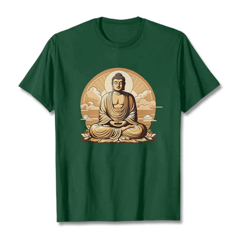 Buddha Stones Sun Auspicious Clouds Buddha Tee T-shirt - ForestGreen - 2XL - image 10
