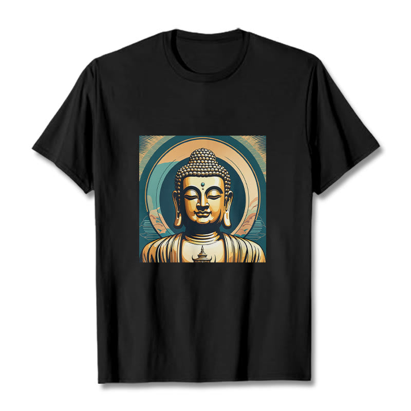 Buddha Stones Aura Golden Buddha Tee T-shirt - Black - 2XL - image 1