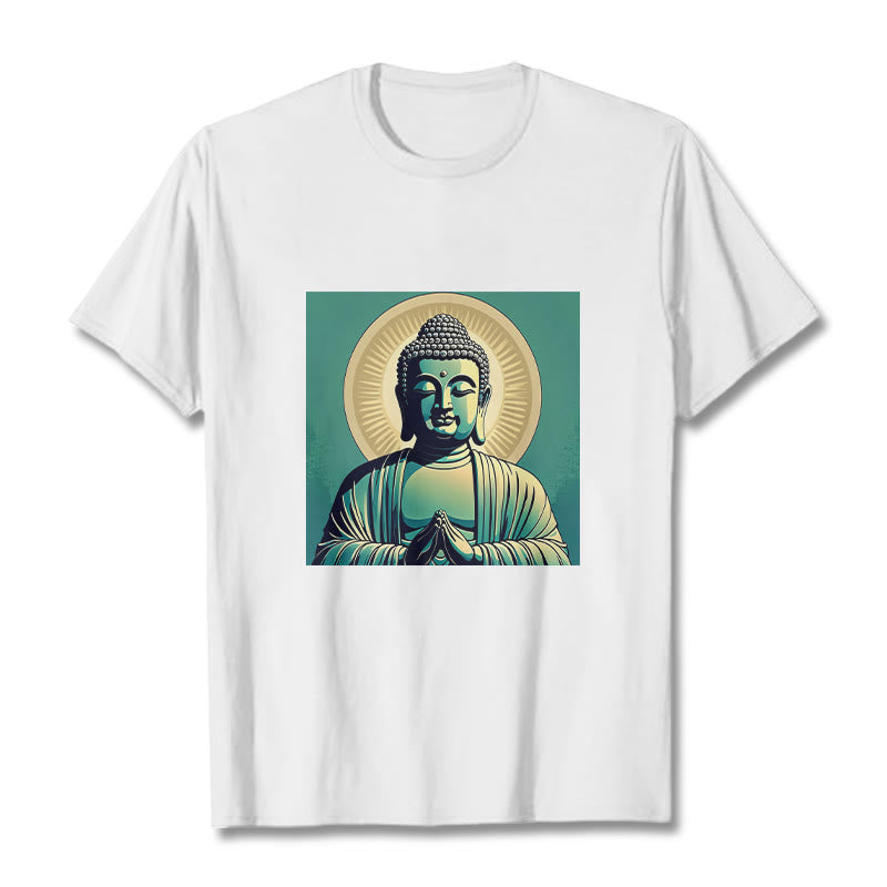 Buddha Stones Aura Green Buddha Tee T-shirt - White - 2XL - image 3