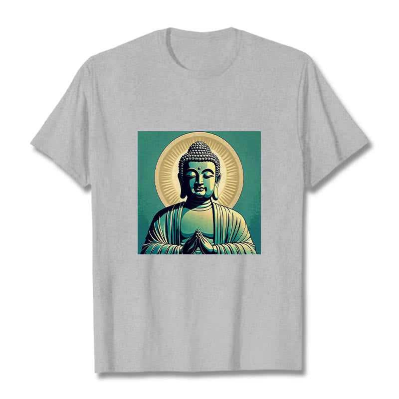 Buddha Stones Aura Green Buddha Tee T-shirt - LightGrey - 2XL - image 19