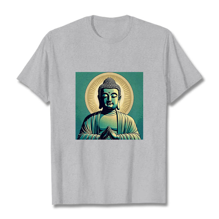 Buddha Stones Aura Green Buddha Tee T-shirt - LightGrey - 2XL - image 19