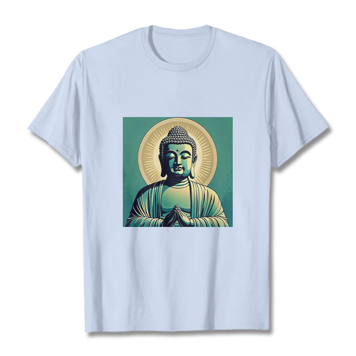 Buddha Stones Aura Green Buddha Tee T-shirt - LightCyan - 2XL - image 18