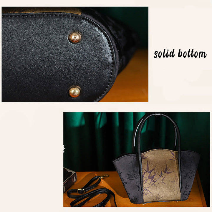 Buddha Stones Gold Bamboo Print Vintage Crossbody Bag Handbag - image 7