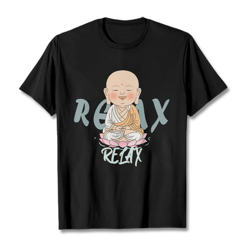 Buddha Stones RELAX Buddha Tee T-shirt - Black - RELAX Background - 2XL - image 1