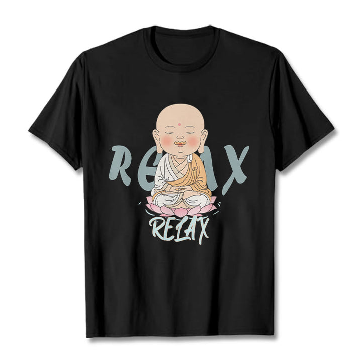 Buddha Stones RELAX Buddha Tee T-shirt - Black - RELAX Background - 2XL - image 1