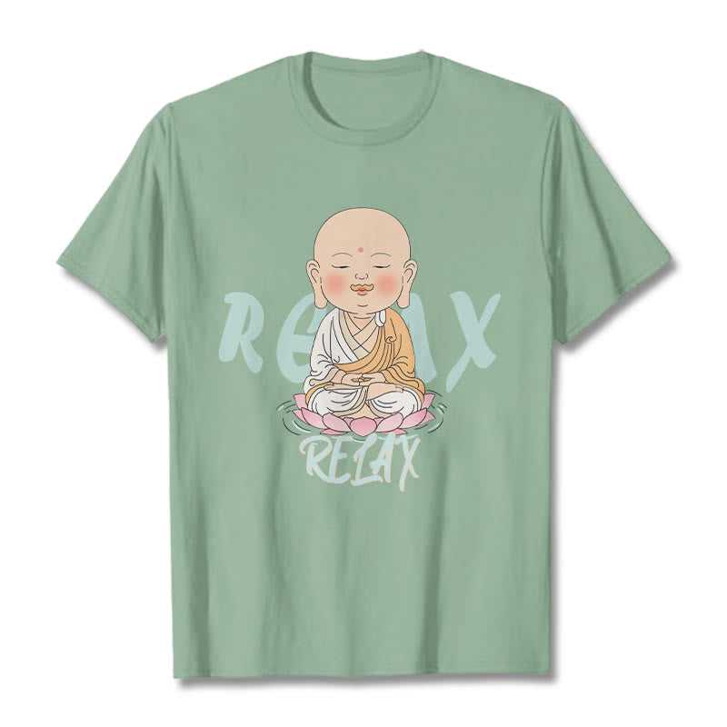 Buddha Stones RELAX Buddha Tee T-shirt - PaleGreen - RELAX Background - 2XL - image 14