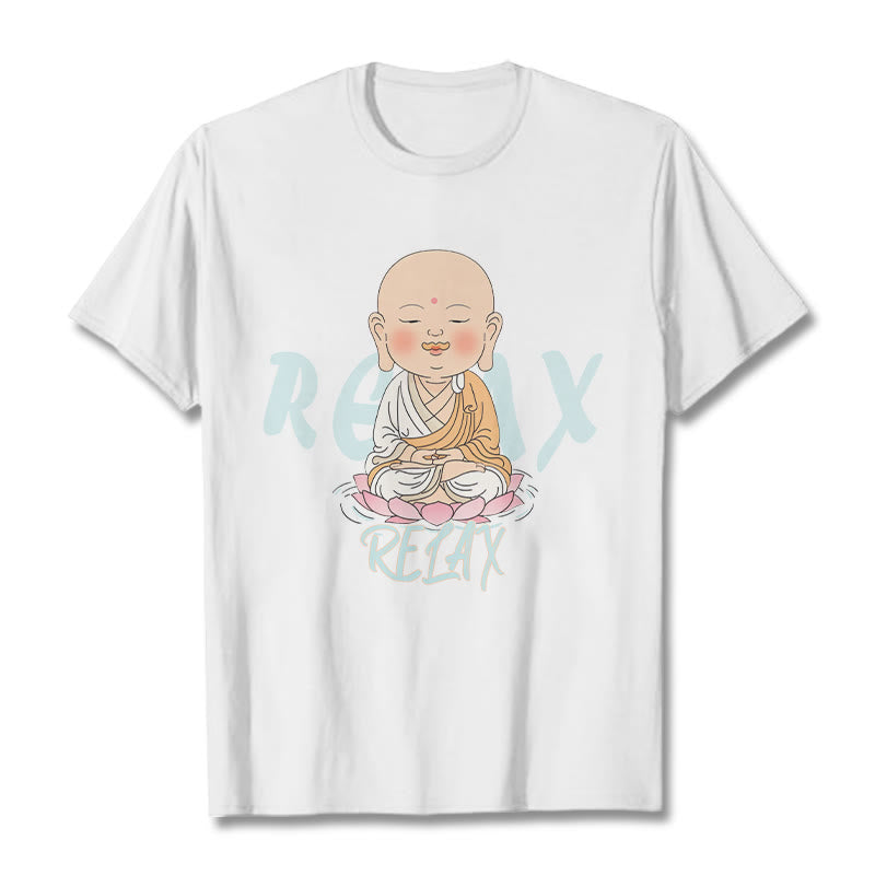 Buddha Stones RELAX Buddha Tee T-shirt - White - RELAX Background - 2XL - image 5