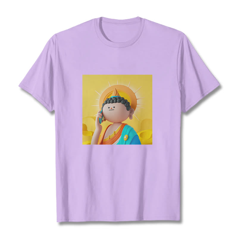 Buddha Stones Buddha Picks Up The Phone Tee T-shirt - Plum - 2XL - image 16