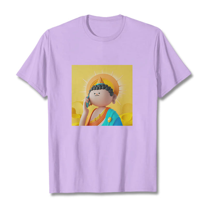 Buddha Stones Buddha Picks Up The Phone Tee T-shirt - Plum - 2XL - image 16