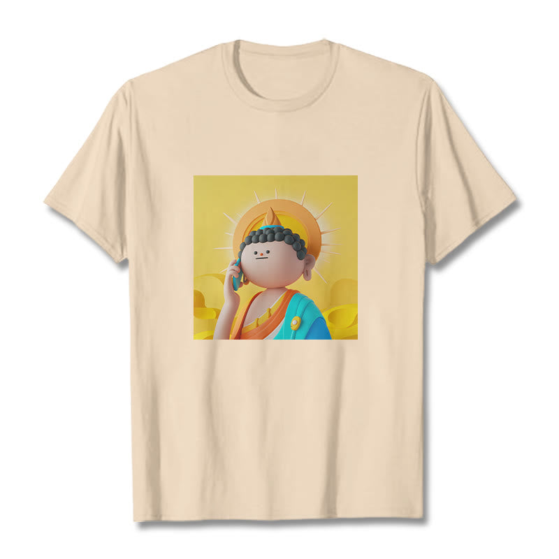 Buddha Stones Buddha Picks Up The Phone Tee T-shirt - Bisque - 2XL - image 8