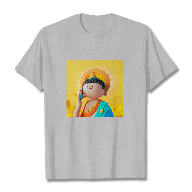 Buddha Stones Buddha Picks Up The Phone Tee T-shirt - LightGrey - 2XL - image 19
