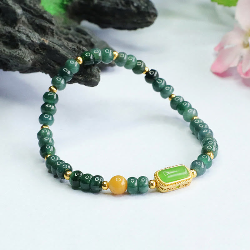 Buddha Stones Natural Green Jade Topaz Luck Bracelet