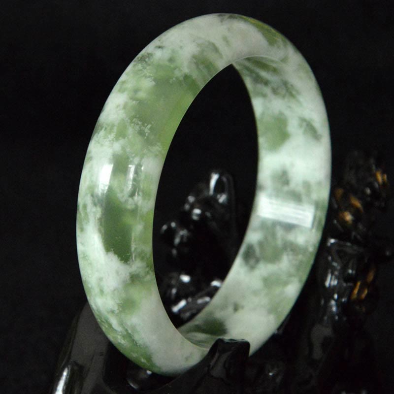Buddha Stones Natural Jade Luck Prosperity Bracelet Bangle - 60-62mm - image 1