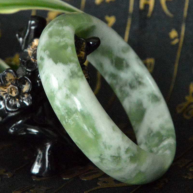 Buddha Stones Natural Jade Luck Prosperity Bracelet Bangle