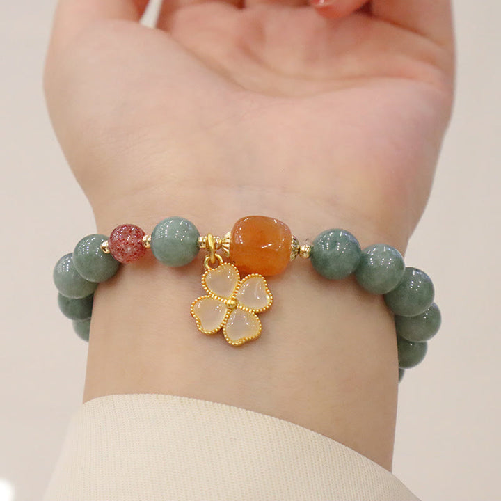 Buddha Stones Bring Good Luck Green Jade Bracelet Bangle Bundle